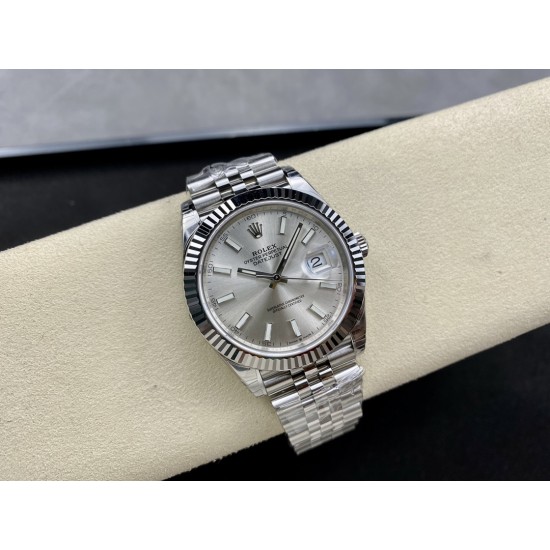 Rolex-Datejust 126334 41mm Jubilee Flt 904L SS/SS Silver/Stk VSF VS3235 Super Clone
