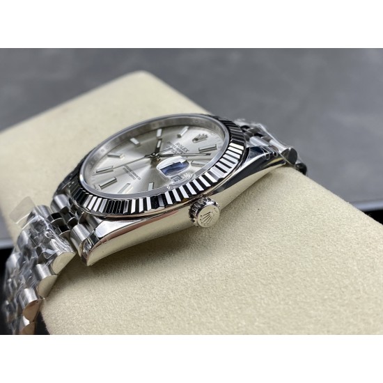 Rolex-Datejust 126334 41mm Jubilee Flt 904L SS/SS Silver/Stk VSF VS3235 Super Clone