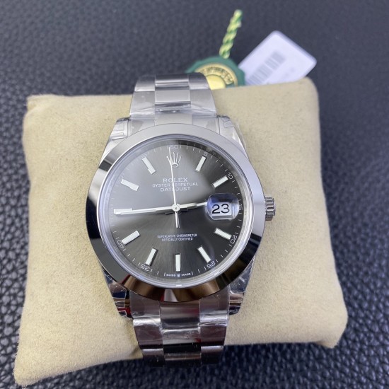 Rolex--Datejust 126300 41mm Oyster 904L SS/SS Grey/Stk VSF VS3235
