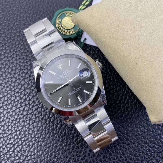 Rolex--Datejust 126300 41mm Oyster 904L SS/SS Grey/Stk VSF VS3235