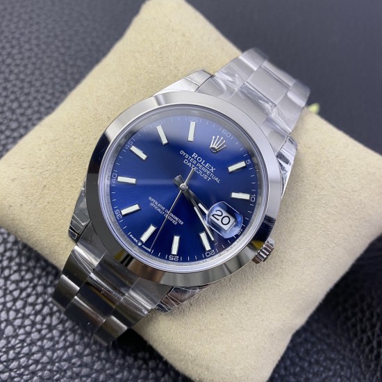Rolex--Rolex - Datejust 126300 41mm Oyster 904L SS/SS Blue/Stk VSF VS3235