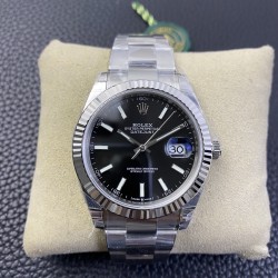 Rolex--Datejust 126334 41mm Oyster Flt 904L SS/SS Black/Stk VSF VS3235