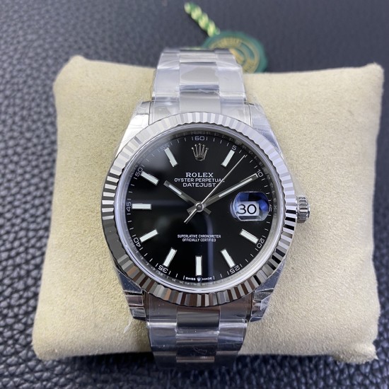 Rolex--Datejust 126334 41mm Oyster Flt 904L SS/SS Black/Stk VSF VS3235