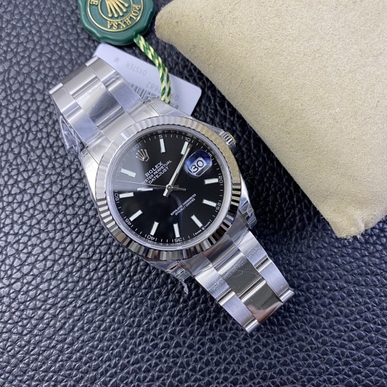 Rolex--Datejust 126334 41mm Oyster Flt 904L SS/SS Black/Stk VSF VS3235