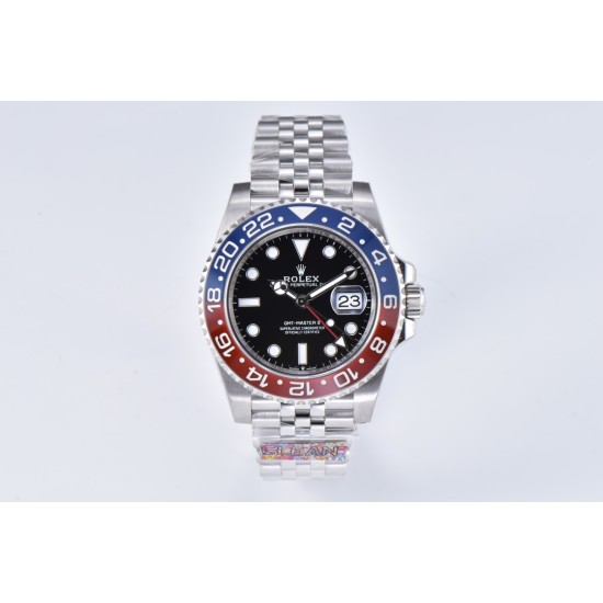 Rolex-GMT II 126710 Pepsi Jub 40mm SS/SS Black Clean V3 DD3285 Super Clone