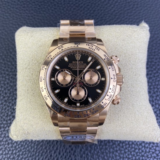 Rolex-Daytona 116505 40mm RG/RG Black/Gold Clean DD4130
