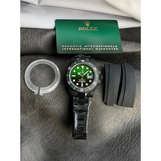Rolex-Submariner DIW 40mm 904L DLC/DLC Grn/Blk Dial VSF VS3135