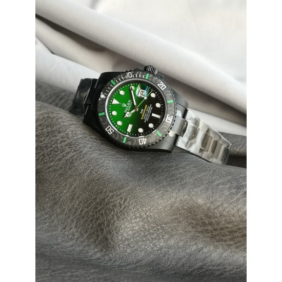 Rolex-Submariner DIW 40mm 904L DLC/DLC Grn/Blk Dial VSF VS3135
