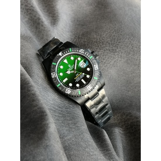 Rolex-Submariner DIW 40mm 904L DLC/DLC Grn/Blk Dial VSF VS3135