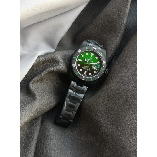 Rolex-Submariner DIW 40mm 904L DLC/DLC Grn/Blk Dial VSF VS3135