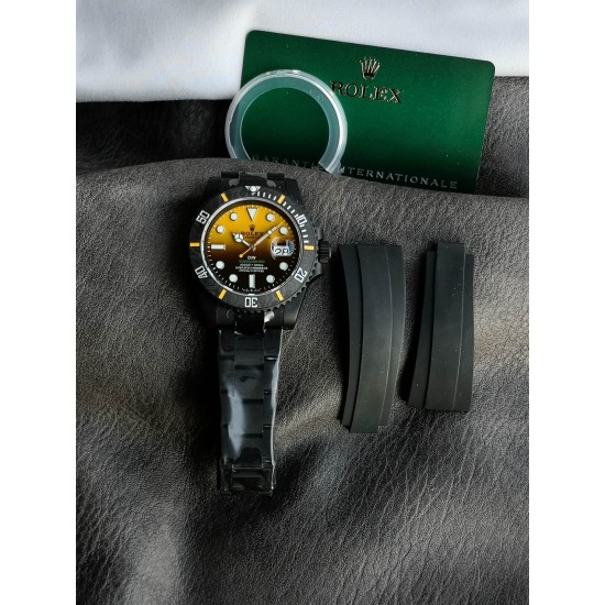 Rolex-Submariner DIW 40mm 904L DLC/DLC Yel/Blk Dial VSF VS3135