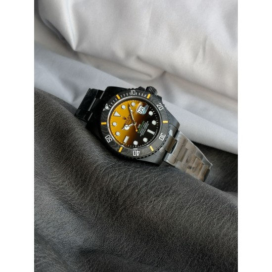 Rolex-Submariner DIW 40mm 904L DLC/DLC Yel/Blk Dial VSF VS3135