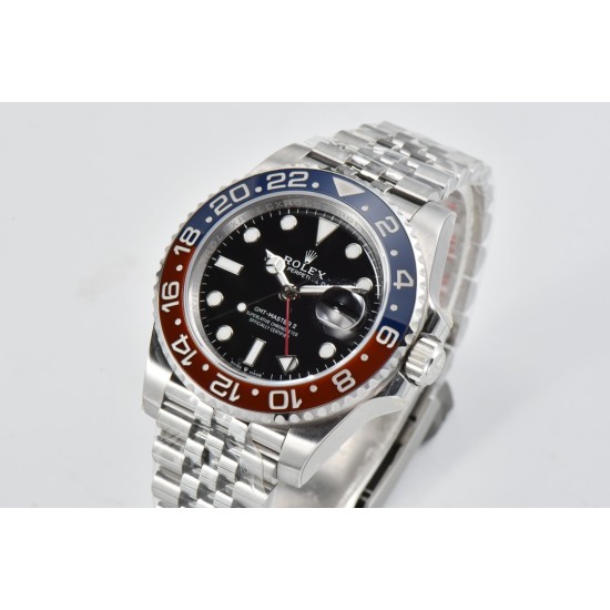 Rolex-GMT II 126710 Pepsi Jub 40mm SS/SS Black Clean V3 DD3285 Super Clone