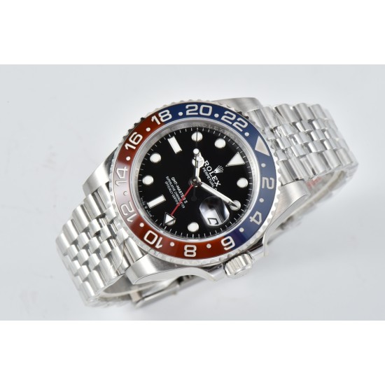 Rolex-GMT II 126710 Pepsi Jub 40mm SS/SS Black Clean V3 DD3285 Super Clone