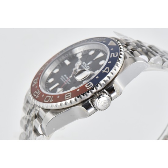 Rolex-GMT II 126710 Pepsi Jub 40mm SS/SS Black Clean V3 DD3285 Super Clone