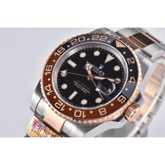 Rolex-GMT II 126711 CHNR Rootbeer Oys 40mm SS/RG Blk CLEAN DD3285 Super Clone