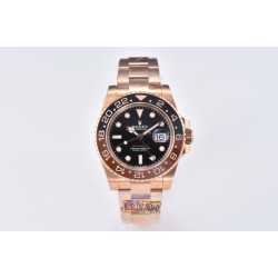 Rolex-GMT II 126715 Rootbeer Oys 40mm RG/RG Black Dial Clean DD3285 Super Clone