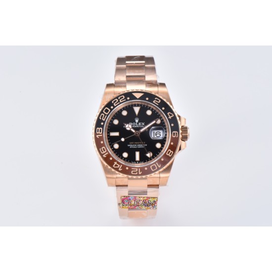 Rolex-GMT II 126715 Rootbeer Oys 40mm RG/RG Black Dial Clean DD3285 Super Clone