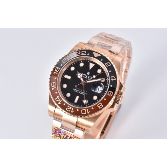 Rolex-GMT II 126715 Rootbeer Oys 40mm RG/RG Black Dial Clean DD3285 Super Clone