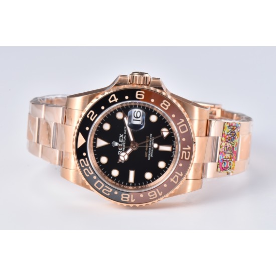 Rolex-GMT II 126715 Rootbeer Oys 40mm RG/RG Black Dial Clean DD3285 Super Clone