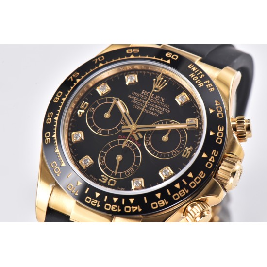 Rolex-Daytona 116518 40MM YG/RU Black/Dia Clean DD4130