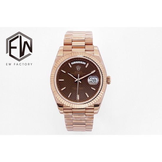 Rolex-DayDate 228235 40mm RG/RG Brown Textured/Stk EWF(JDF) V4 VR3255 (Gain Weight)