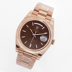 Rolex-DayDate 228235 40mm RG/RG Brown Textured/Stk EWF(JDF) V4 VR3255 (Gain Weight)