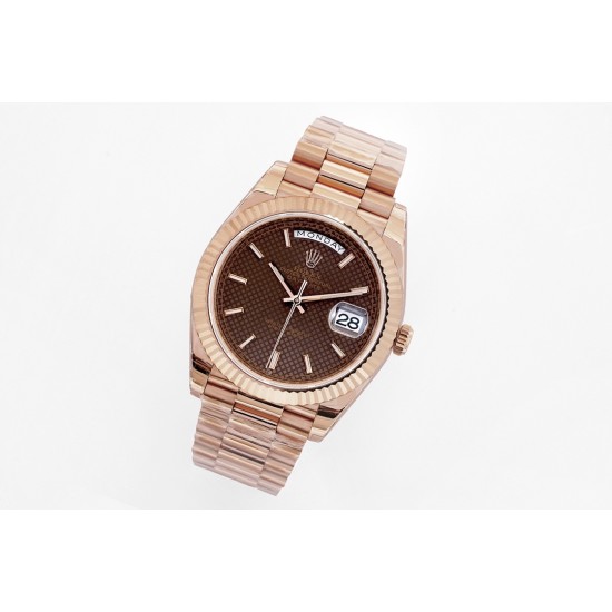 Rolex-DayDate 228235 40mm RG/RG Brown Textured/Stk EWF(JDF) V4 VR3255 (Gain Weight)