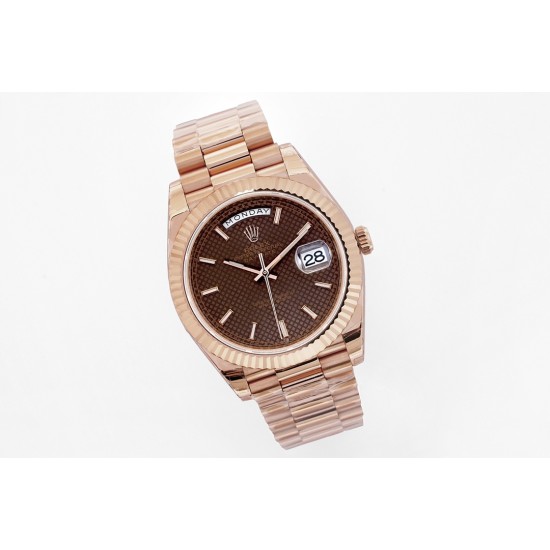 Rolex-DayDate 228235 40mm RG/RG Brown Textured/Stk EWF(JDF) V4 VR3255 (Gain Weight)