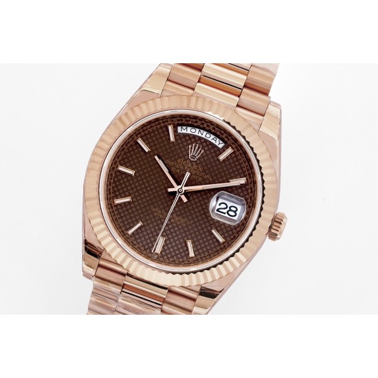 Rolex-DayDate 228235 40mm RG/RG Brown Textured/Stk EWF(JDF) V4 VR3255 (Gain Weight)