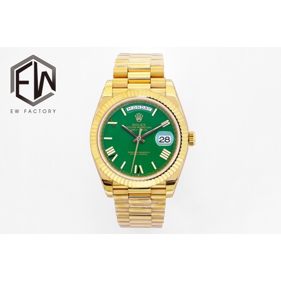 Rolex-DayDate 40mm YG/YG Green/Rmn EWF A2836