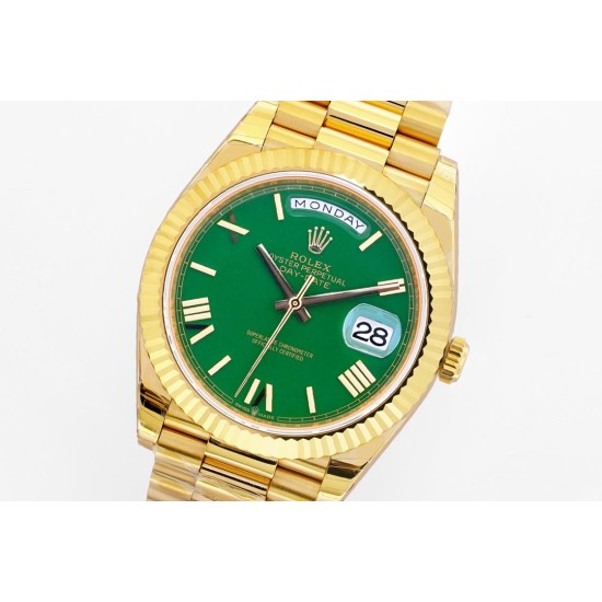 Rolex-DayDate 40mm YG/YG Green/Rmn EWF A2836