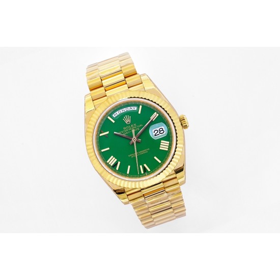 Rolex-DayDate 40mm YG/YG Green/Rmn EWF A2836