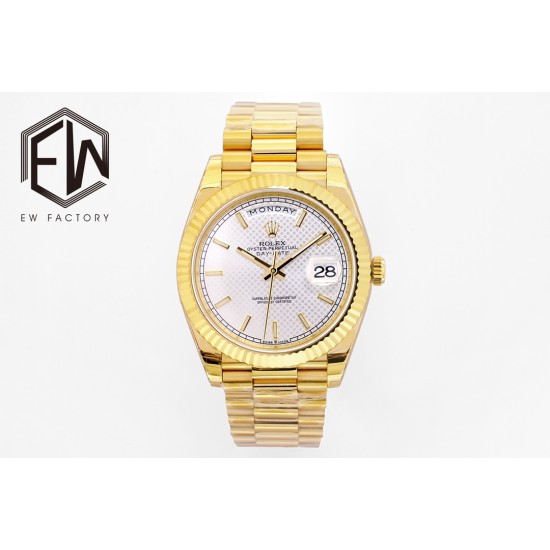 Rolex-DayDate 40mm YG/YG Silver Textured Dial EWF A2836