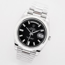 Rolex-DayDate 40mm SS/SS Black/Dia EWF A2836