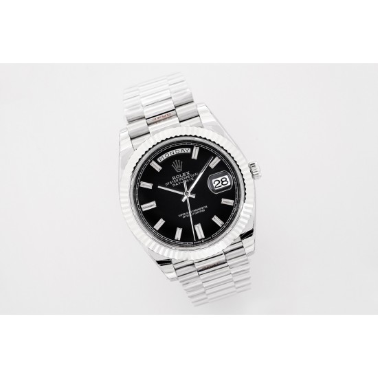 Rolex-DayDate 40mm SS/SS Black/Dia EWF A2836