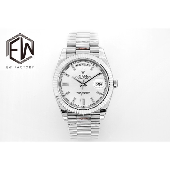 Rolex-DayDate 40mm SS/SS Silver/Stk EWF A2836