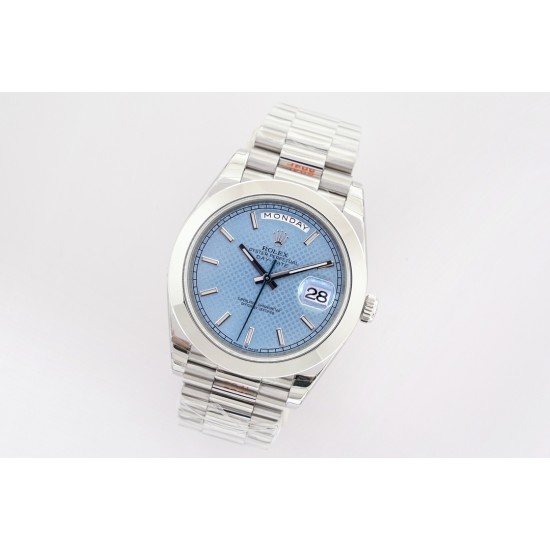 Rolex-DayDate 40mm SS/SS Blue Textured Dial EWF A2836