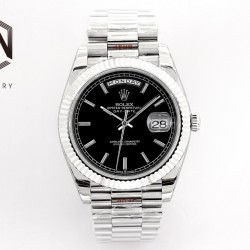 Rolex-DayDate 40mm SS/SS Black/Stk EWF A2836