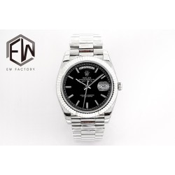 Rolex-DayDate 40mm SS/SS Black/Stk EWF A2836