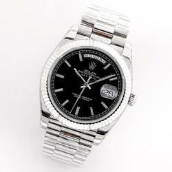 Rolex-DayDate 40mm SS/SS Black/Stk EWF A2836
