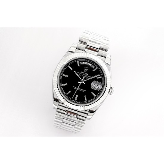 Rolex-DayDate 40mm SS/SS Black/Stk EWF A2836
