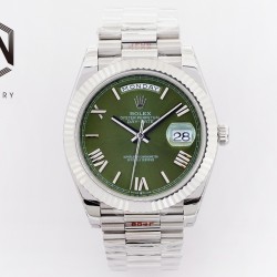 Rolex-DayDate 40mm SS/SS Green/Rmn EWF A2836