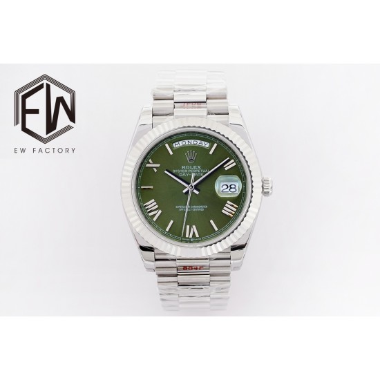 Rolex-DayDate 40mm SS/SS Green/Rmn EWF A2836