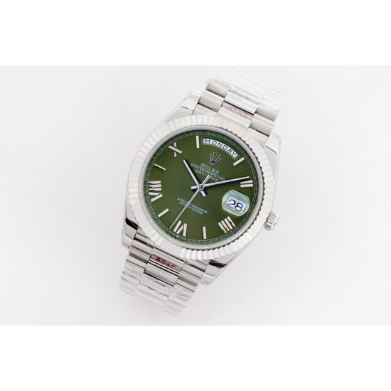 Rolex-DayDate 40mm SS/SS Green/Rmn EWF A2836
