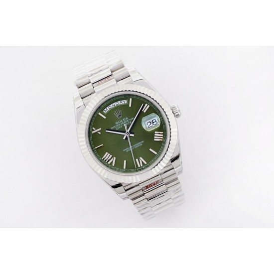 Rolex-DayDate 40mm SS/SS Green/Rmn EWF A2836
