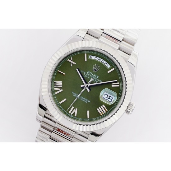Rolex-DayDate 40mm SS/SS Green/Rmn EWF A2836