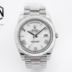 Rolex-DayDate 40mm SS/SS White/Rmn EWF A2836