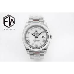 Rolex-DayDate 40mm SS/SS White/Rmn EWF A2836