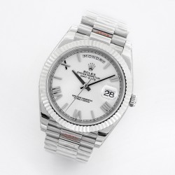 Rolex-DayDate 40mm SS/SS White/Rmn EWF A2836